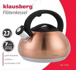Чайник Klausberg KB-7385 со свистком, 2,7 л цена и информация | Чайники, кофейники | 220.lv