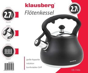 Tējkanna ar svilpi KLAUSBERG 2,7L KB-7446 цена и информация | Чайники, кофейники | 220.lv