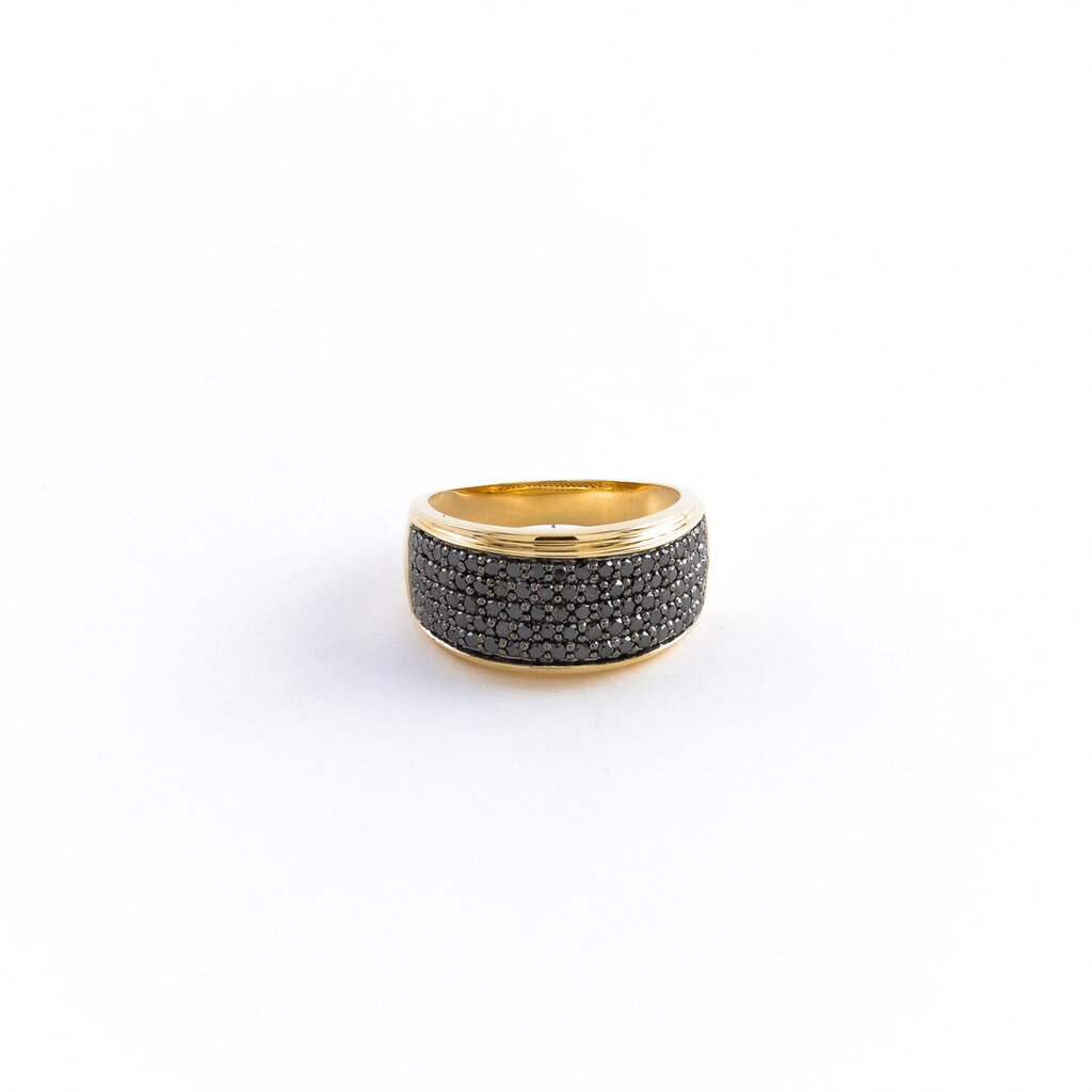 Zelta gredzens ar melniem briljantiem ZGR23278DB cena un informācija | Gredzeni | 220.lv