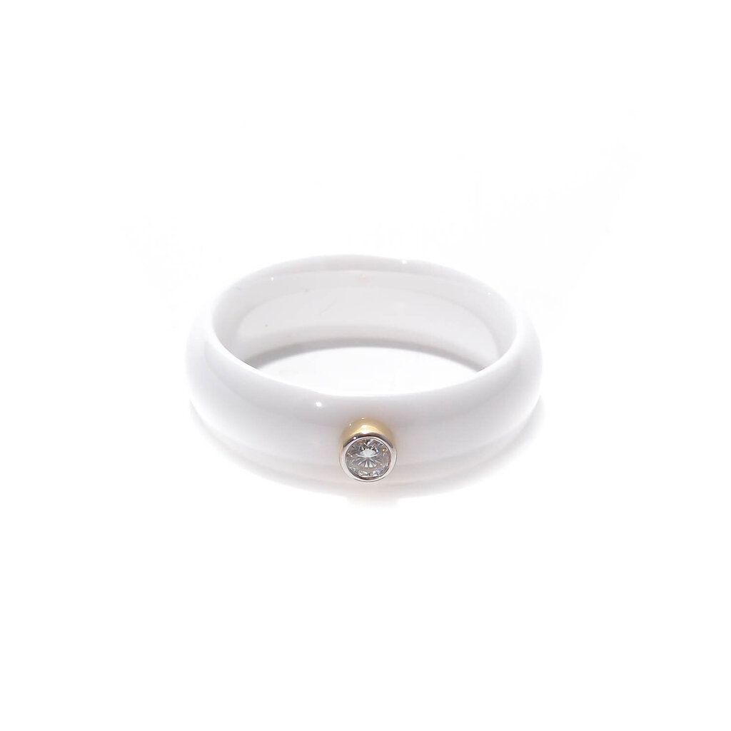 Baltās keramikas gredzens ar briljantiem ZGYX00455R5YD cena un informācija | Gredzeni | 220.lv
