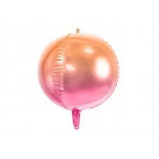 Folija balona bumba, rozā un oranža, 35 cm cena un informācija | Baloni | 220.lv