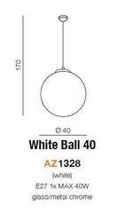 Azzardo gaismeklis White Ball 40 AZ1328 cena un informācija | Lustras | 220.lv