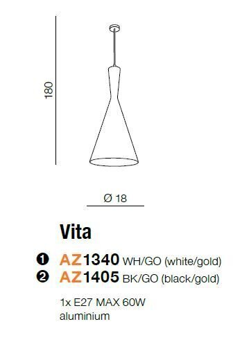 Azzardo gaismeklis Vita AZ1340 цена и информация | Piekaramās lampas | 220.lv