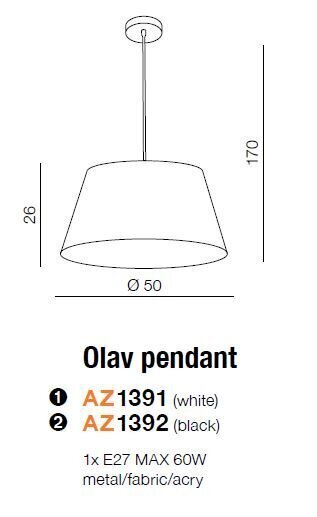 Azzardo gaismeklis Olav AZ1391 cena un informācija | Lustras | 220.lv