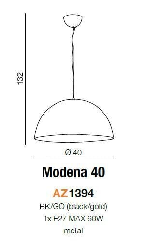 Azzardo gaismeklis Modena 40 AZ1394 цена и информация | Lustras | 220.lv