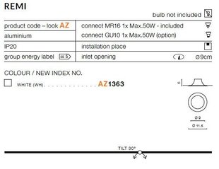 Azzardo iebūvēts gaismeklis Remi AZ1363 cena un informācija | Iebūvējamās lampas, LED paneļi | 220.lv
