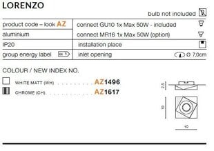 Azzardo встраиваемый светильник AZ1617 Lorenzo цена и информация | Монтируемые светильники, светодиодные панели | 220.lv