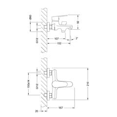 Vannas maisītājs, LEMARK LM0314C "POINT", hroms (10 gadu garantija) cena un informācija | Jaucējkrāni | 220.lv