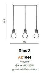 Azzardo piekarams gaismeklis AZ1644 Otus 3 цена и информация | Люстры | 220.lv