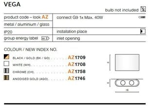 Azzardo настенный светильник AZ1708 Vega цена и информация | Настенные светильники | 220.lv