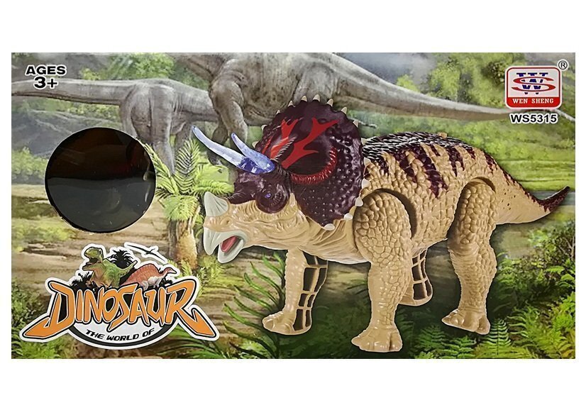 Kustīgs dinozaurs Triceratops ar skaņas un gaismas efektiem, zaļš cena un informācija | Rotaļlietas zēniem | 220.lv