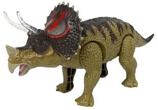 Kustīgs dinozaurs Triceratops ar skaņas un gaismas efektiem, zaļš цена и информация | Конструктор автомобилей игрушки для мальчиков | 220.lv