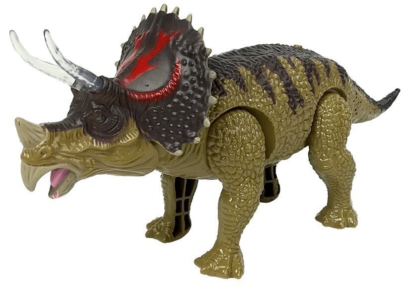 Kustīgs dinozaurs Triceratops ar skaņas un gaismas efektiem, zaļš цена и информация | Rotaļlietas zēniem | 220.lv