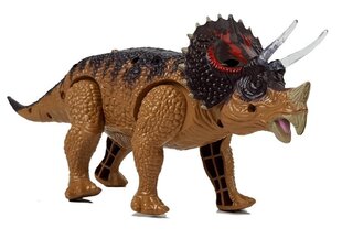 Kustīgs dinozaurs Triceratops ar skaņas un gaismas efektiem, dzeltens цена и информация | Игрушки для мальчиков | 220.lv