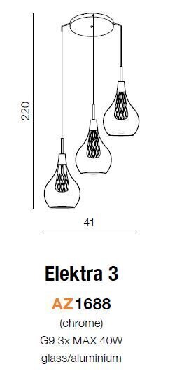 Azzardo piekarams gaismeklis AZ1688 Elektra 3 цена и информация | Lustras | 220.lv