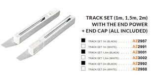 Комплект рельсов Azzardo 1 м с подключением и колпачком AZ2991, белый цена и информация | Трековые светильники и шинопроводы | 220.lv