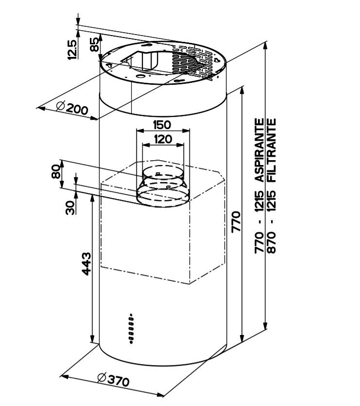 Faber Cylindra IS./4 EV8 X A37 цена и информация | Tvaika nosūcēji | 220.lv