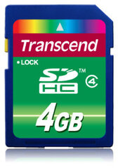 Карта SDHC 4GB/CLASS4 TS4GSDHC4, TRANSCEND цена и информация | Карты памяти для фотоаппаратов | 220.lv