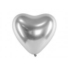 Spīdīgi baloni 30 cm, sirdis, sudraba (1 gab. / 50 gab.) cena un informācija | Baloni | 220.lv