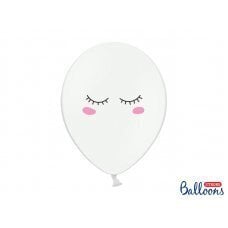 Baloni 30 cm smaidiņš, tīri balts pastelis (1 gab. / 50 gab.) cena un informācija | Baloni | 220.lv