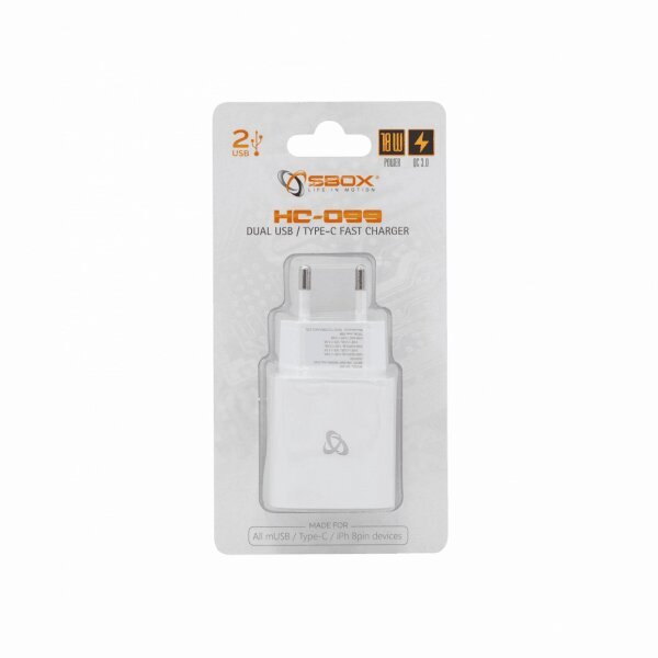 Sbox HC-099 USB mājas lādētājs, balts cena un informācija | Lādētāji un adapteri | 220.lv