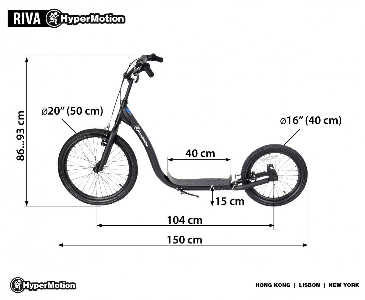 Pilsētas skrejritenis HyperMotion RIVA ar piepūšamiem riteņiem 50 cm un 40 cm cena un informācija | Skrejriteņi | 220.lv