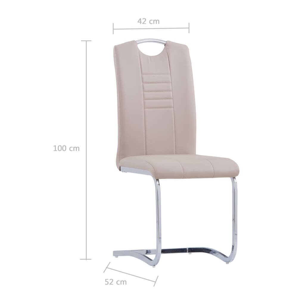 vidaXL konsoles virtuves krēsli, 6 gab., kapučīno krāsas mākslīgā āda cena un informācija | Virtuves un ēdamistabas krēsli | 220.lv
