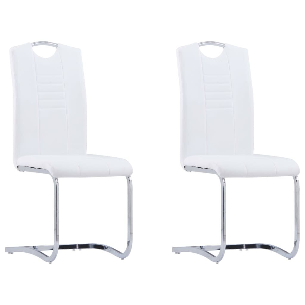 vidaXL konsoles virtuves krēsli, 2 gab., balta mākslīgā āda cena un informācija | Virtuves un ēdamistabas krēsli | 220.lv