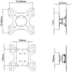 TECHLY 301412 19-37, max 25kg цена и информация | Кронштейны и крепления для телевизоров | 220.lv