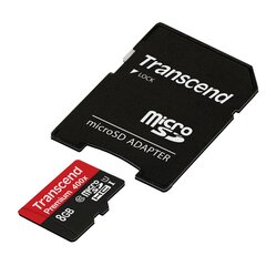 Atmiņas karte Transcend 8GB MicroSDHC Class10 UHS-1 + adapteris   cena un informācija | Transcend Mobilie telefoni, planšetdatori, Foto | 220.lv