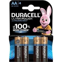 Duracell Ultra Power AA/LR6 baterijas, 4 gab. цена и информация | Батарейки | 220.lv