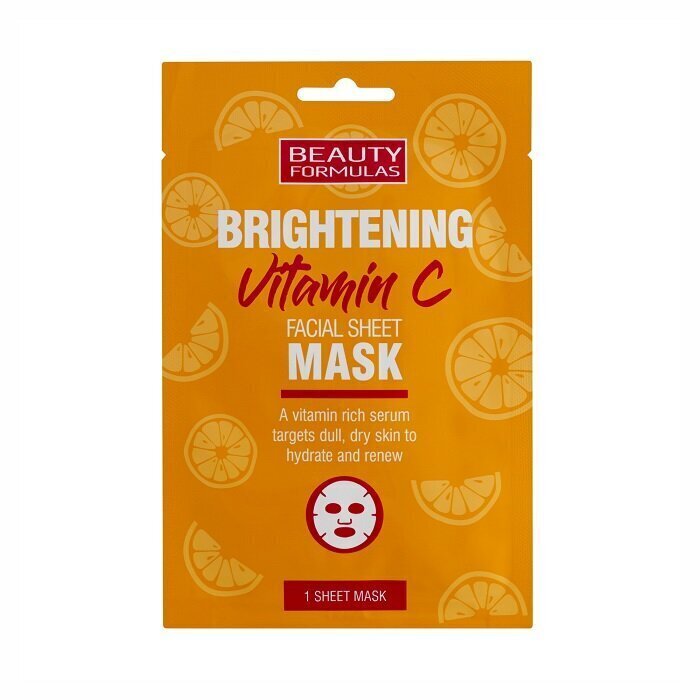 Loksnes sejas maska Beauty Formulas Brightening Vitamin C, 1 gab. cena un informācija | Sejas maskas, acu maskas | 220.lv