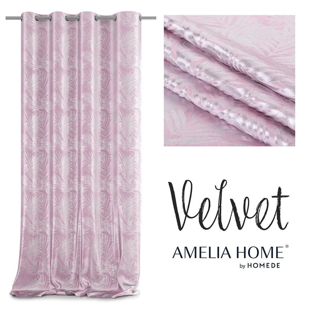 AmeliaHome aizkars Velvet Silver Leaves cena un informācija | Aizkari | 220.lv