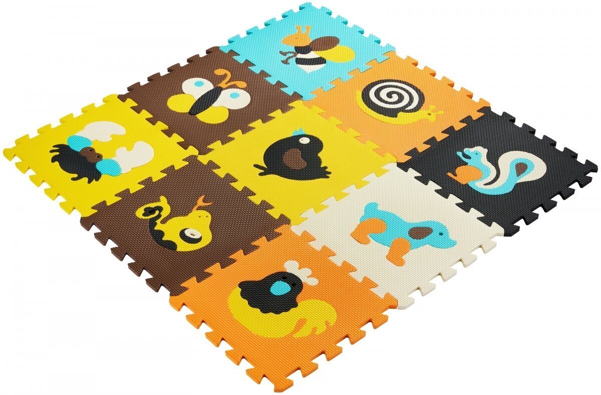 Izglītojošs putuplasta paklājs-puzle 90 x 90 x 1 cm - EVA putas - attēls: mājdzīvnieki cena un informācija | Attīstošie paklājiņi | 220.lv