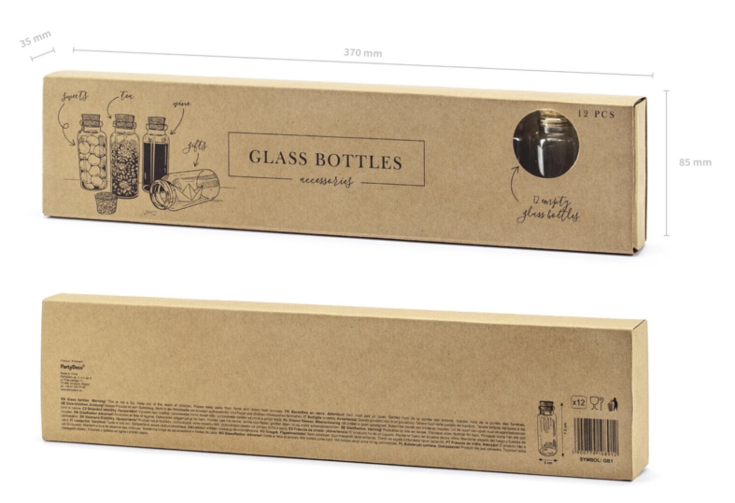 Stikla pudeles ar korķa aizbāzni, 7,5 cm (1 iep. / 12 gab.) цена и информация | Ūdens pudeles | 220.lv