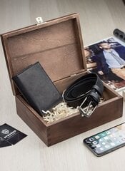 Подарочный набор для мужчин, кошелек с ремнем Stevens 326, в деревянной коробке цена и информация | Мужские кошельки | 220.lv