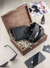 Подарочный набор для мужчин, кошелек с ремнем Stevens 325A, в деревянной коробке цена и информация | Мужские кошельки | 220.lv