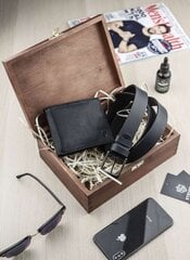 Подарочный набор для мужчин, кошелек с ремнем Stevens 325, в деревянной коробке цена и информация | Мужские кошельки | 220.lv