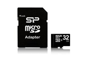 Карта памяти Silicon Power 32GB microSDHC, 10 класс с SD адаптером цена и информация | Карты памяти для мобильных телефонов | 220.lv