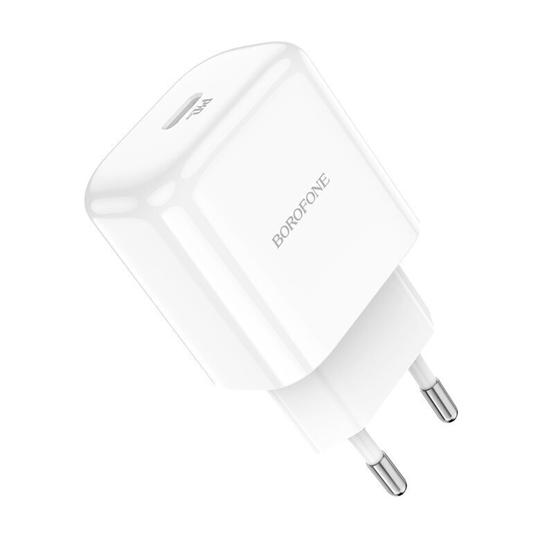 Lādētājs Borofone Wall charger BN3 Premium - Type C - QC 3.0 PD 2.0 20W, balts cena un informācija | Lādētāji un adapteri | 220.lv