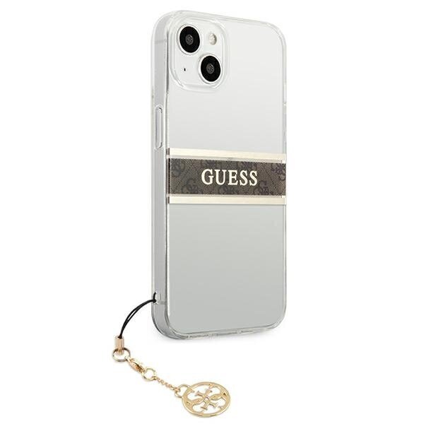 Original GUESS Brown Strap Charm telefona vāciņš paredzēts iPhone 13 Mini, caurspīdīgs cena un informācija | Telefonu vāciņi, maciņi | 220.lv