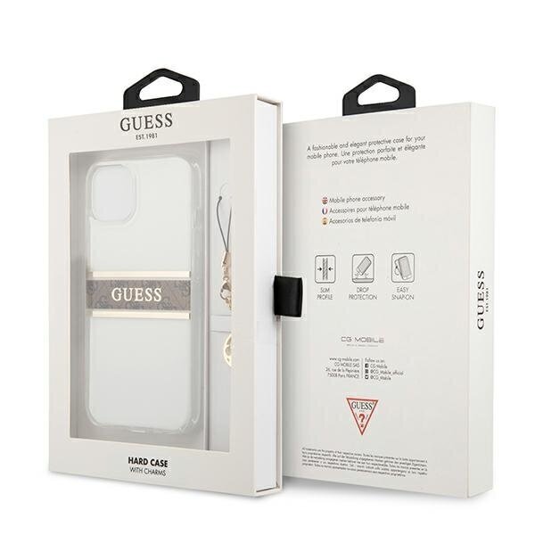 Original GUESS Brown Strap Charm telefona vāciņš paredzēts iPhone 13 Mini, caurspīdīgs cena un informācija | Telefonu vāciņi, maciņi | 220.lv