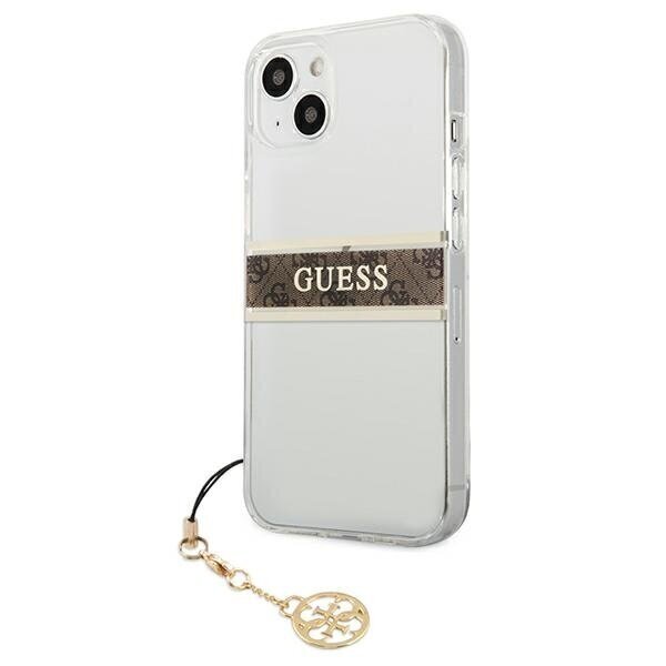 Original GUESS Brown Strap Charm telefona vāciņš paredzēts iPhone 13 Mini, caurspīdīgs цена и информация | Telefonu vāciņi, maciņi | 220.lv