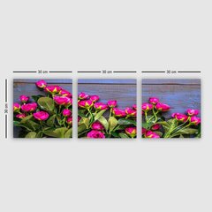 Репродукция из трех частей Искусственные цветы цена и информация | Картины | 220.lv