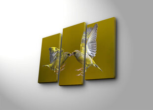 Trīs daļu reprodukcija Dzeltenie putni cena un informācija | Gleznas | 220.lv