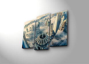 Репродукция из трех частей Город в тумане цена и информация | Картины | 220.lv