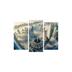 Репродукция из трех частей Город в тумане цена и информация | Картины | 220.lv