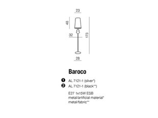 Azzardo stāvlampa Baroco Floor Black cena un informācija | Stāvlampas | 220.lv