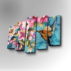Репродукция из пяти частей Птица и цветы цена и информация | Картины | 220.lv