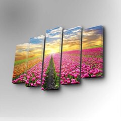 Репродукция из пяти частей Поле тюльпанов цена и информация | Картины | 220.lv